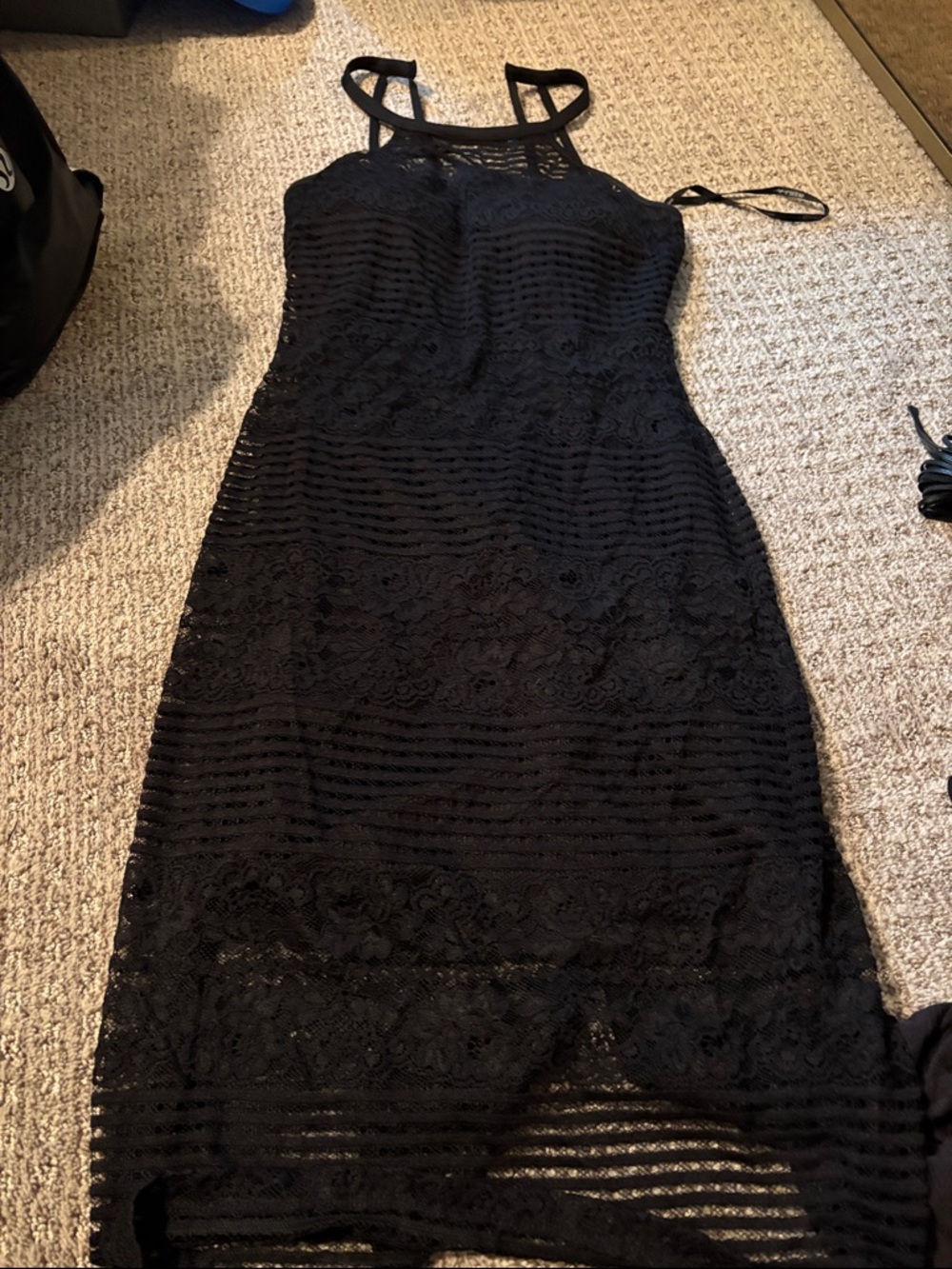 Guess Black Lace Midi Dress